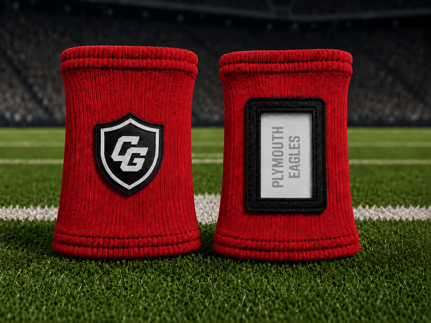 Custom red Clutch Guard team wristbands